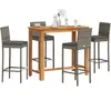 vidaXL Ensemble de bar de jardin 5 pcs gris bois massif acacia rotin