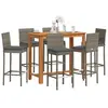 vidaXL Ensemble de bar de jardin 7 pcs gris bois massif acacia rotin