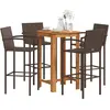 vidaXL Ensemble de bar de jardin 5 pcs marron bois massif acacia rotin