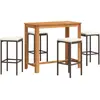 vidaXL Ensemble de bar de jardin 5 pcs marron bois massif acacia rotin