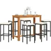 vidaXL Ensemble de bar de jardin 7 pcs noir bois massif acacia rotin