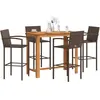 vidaXL Ensemble de bar de jardin 5 pcs marron bois massif acacia rotin