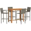 vidaXL Ensemble de bar de jardin 5 pcs gris bois massif acacia rotin