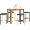 vidaXL Ensemble de bar de jardin 5 pcs gris bois massif acacia rotin