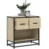 vidaXL Table de chevet chêne sonoma 60x31x60 cm bois ingénierie métal