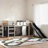 vidaXL Lit superposé avec toboggan et rideaux blanc et noir 80x200 cm