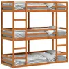 vidaXL Lit superposé triple marron cire 90x190 cm bois de pin massif