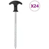 vidaXL Piquets de tente 24 pcs 17 cm Ø7 mm acier galvanisé