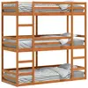 vidaXL Lit superposé triple marron cire 90x200 cm bois de pin massif