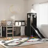 vidaXL Lit superposé avec toboggan et rideaux blanc et noir 80x200 cm