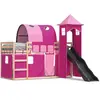 vidaXL Lit superposé avec toboggan et rideaux rose 80x200 cm