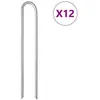 vidaXL Piquets de tente 12pcs en forme de U 37cm Ø10mm acier galvanisé