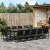 vidaXL Ensemble à manger de jardin 15 pcs noir textilène