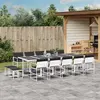 vidaXL Ensemble à manger de jardin avec coussins 15pcs blanc textilène