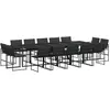 vidaXL Ensemble à manger de jardin avec coussins 15 pcs noir textilène