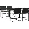 vidaXL Ensemble à manger de jardin coussins 5pcs noir résine tressée