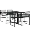 vidaXL Ensemble à manger de jardin 5 pcs Noir Résine tressée