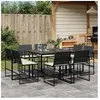 vidaXL Ensemble à manger de jardin 9pcs coussins noir résine tressée