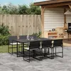 vidaXL Ensemble à manger de jardin coussins 7 pcs noir résine tressée