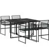 vidaXL Ensemble à manger de jardin 5 pcs Noir Résine tressée