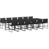 vidaXL Ensemble à manger de jardin avec coussins 13 pcs noir textilène