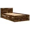 vidaXL Cadre de lit tête de lit chêne fumé 75x190 cm bois ingénierie