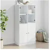 vidaXL Buffet haut avec portes blanc 68x37x142 cm bois d'ingénierie