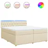 vidaXL Sommier à lattes de lit avec matelas Crème 200x200 cm Tissu