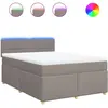 vidaXL Sommier à lattes de lit avec matelas Taupe 140x190 cm Tissu
