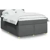 vidaXL Sommier à lattes de lit avec matelas Gris foncé 140x190cm Tissu