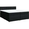 vidaXL Sommier à lattes de lit avec matelas Noir 200x200 cm Tissu