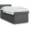 vidaXL Sommier à lattes de lit avec matelas gris foncé simple tissu