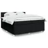 vidaXL Vidaxl Sommier À Lattes De Lit Avec Matelas Noir 200x200 Cm Tissu