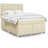vidaXL Sommier à lattes de lit avec matelas Crème 140x190 cm Tissu