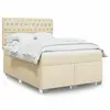 vidaXL Sommier à lattes de lit avec matelas Crème 140x190 cm Tissu