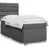 vidaXL Sommier à lattes de lit avec matelas Gris foncé 90x200 cm Tissu