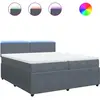 vidaXL Sommier à lattes de lit et matelas Gris foncé 200x200cm Velours