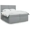vidaXL Sommier à lattes de lit avec matelas Gris clair 200x200cm Tissu