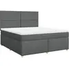 vidaXL Sommier à lattes de lit avec matelas Gris foncé 180x200cm Tissu
