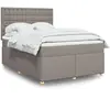 vidaXL Sommier à lattes de lit avec matelas Taupe 160x200 cm Tissu