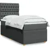vidaXL Sommier à lattes de lit avec matelas Gris foncé 90x200 cm Tissu