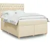vidaXL Sommier à lattes de lit avec matelas Crème 140x190 cm Tissu