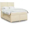 vidaXL Sommier à lattes de lit avec matelas Crème 140x190 cm Tissu