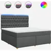 vidaXL Sommier à lattes de lit avec matelas Gris foncé 180x200cm Tissu