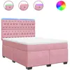 vidaXL Sommier à lattes de lit avec matelas Rose 140x200 cm Velours
