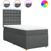 vidaXL Sommier à lattes de lit avec matelas Gris foncé 90x200 cm Tissu
