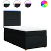 vidaXL Sommier à lattes de lit avec matelas Noir 100x200 cm Tissu