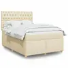 vidaXL Sommier à lattes de lit avec matelas Crème 140x200 cm Tissu