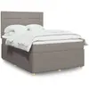 vidaXL Sommier à lattes de lit avec matelas Taupe 140x200 cm Tissu