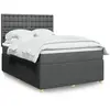 vidaXL Sommier à lattes de lit avec matelas Gris foncé 140x200cm Tissu